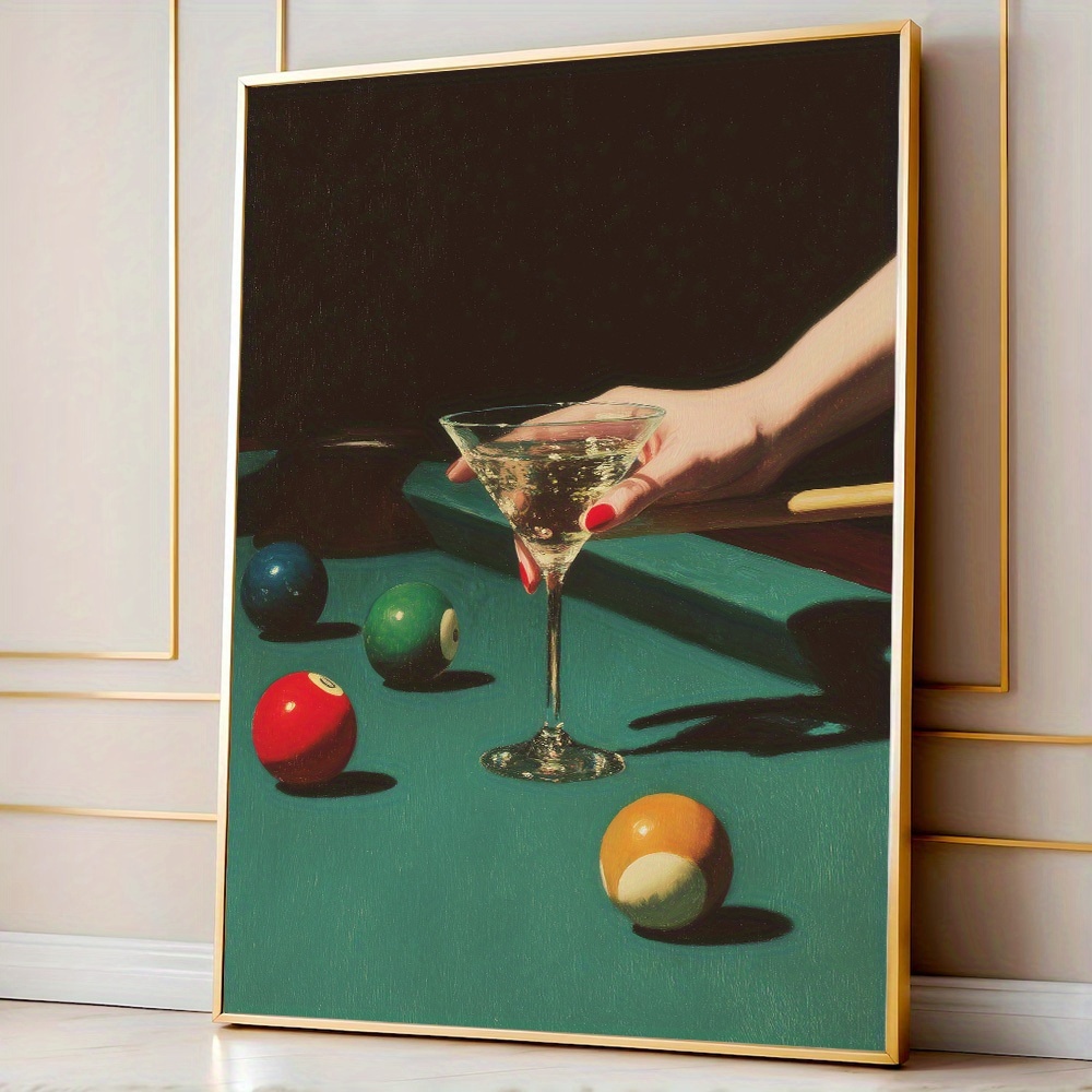 Vintage Home Textiles - 1pc Vintage Biljart Cocktail Poster, Frameloze