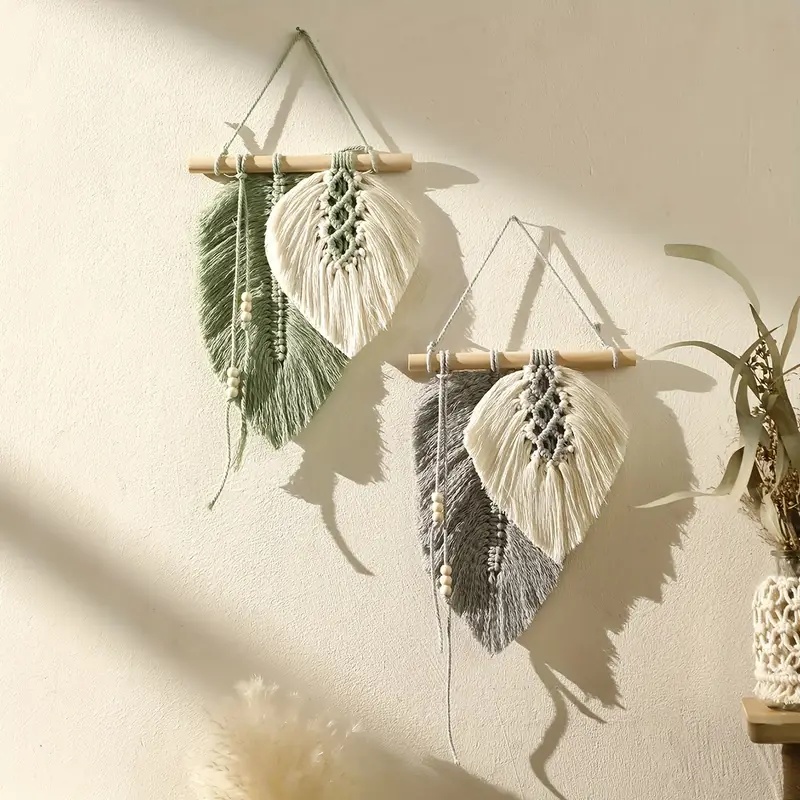 Home Textiles Discount - Handgemaakte macrame blad muur opknoping, Boho