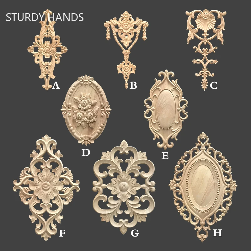 Vintage Home Textiles - Lange strook houtsnijwerk natuurlijke houten appliques