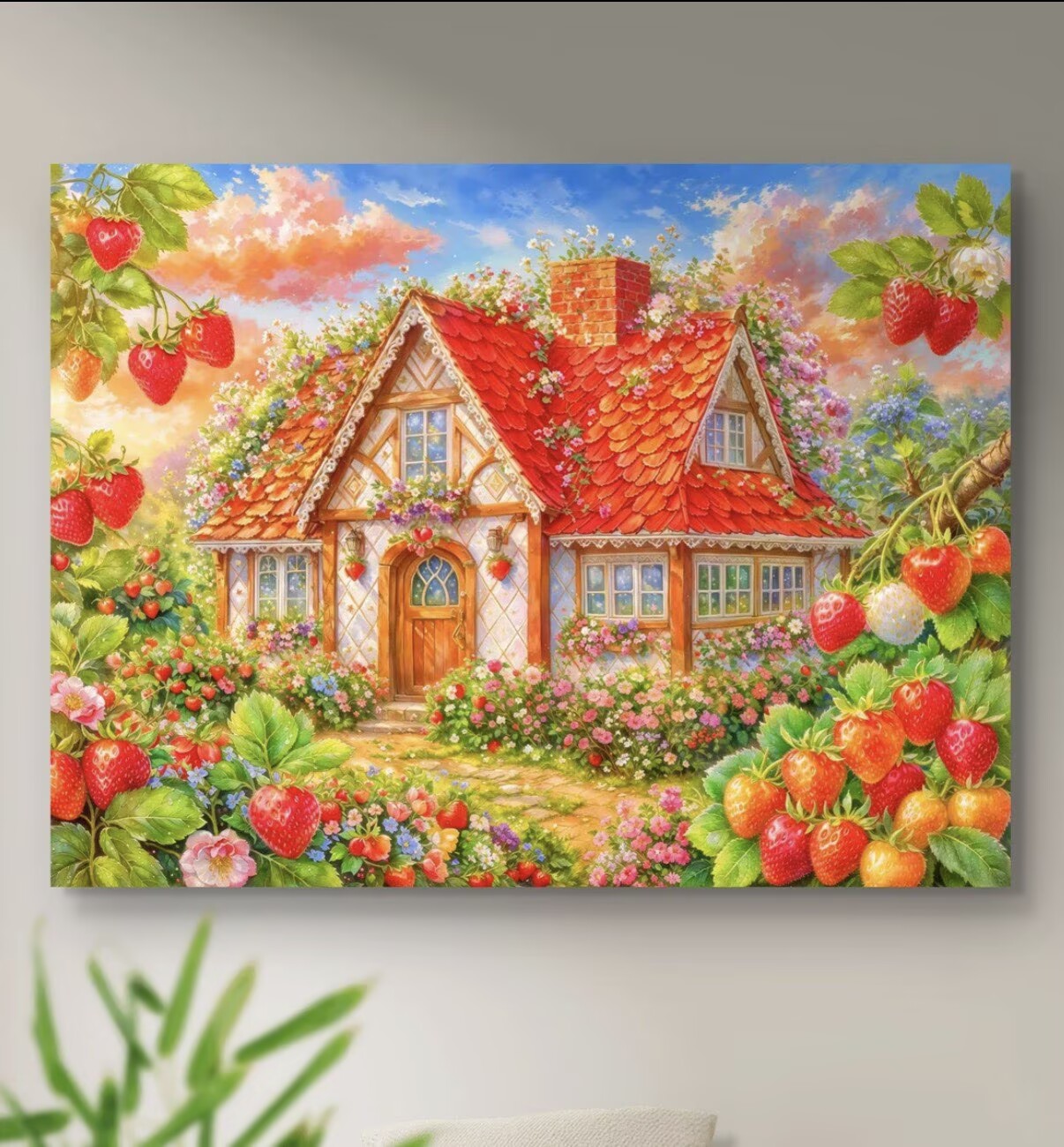 Home Textiles Discount - 9ct 100x75cm Strawberry Cottage Borduren DIY