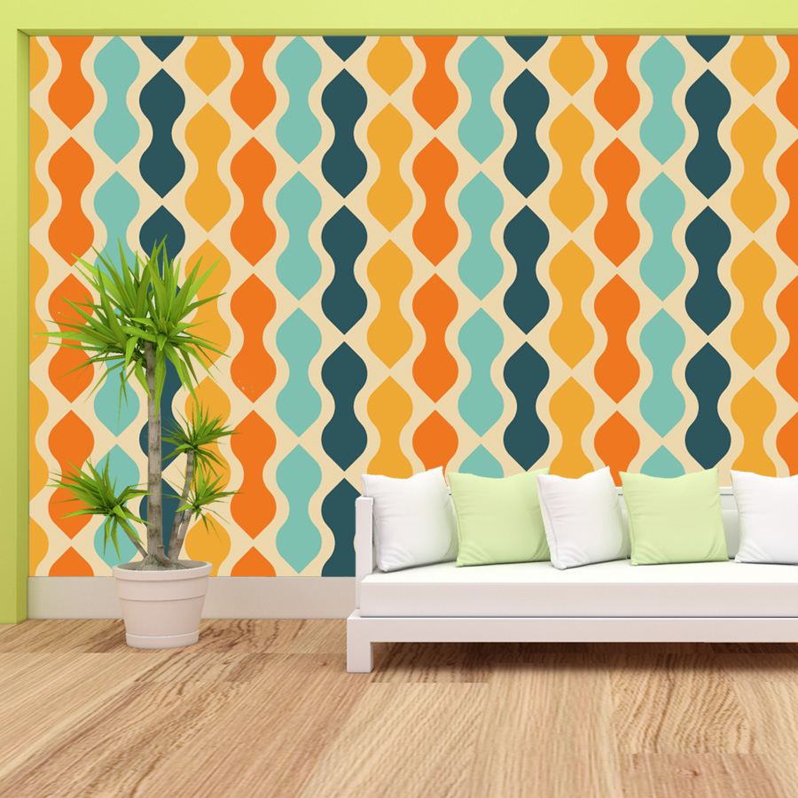 Home Lines Textiles - 15+ Retro Geometry Rainbow Line zelfklevend