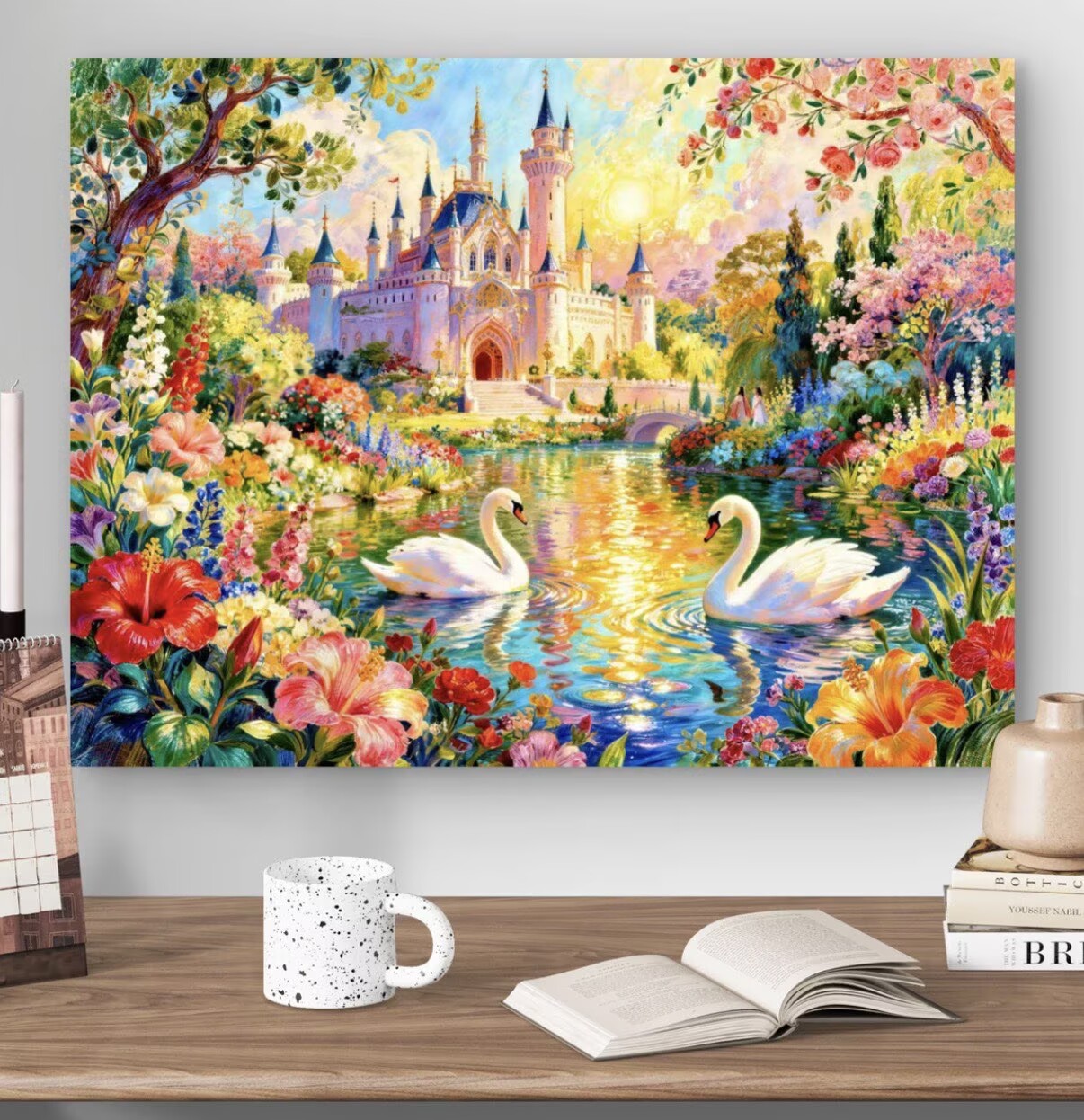 9CT 14ct Zwanen Kasteel Gedruk - Home Textiles Discount recensie en prijs