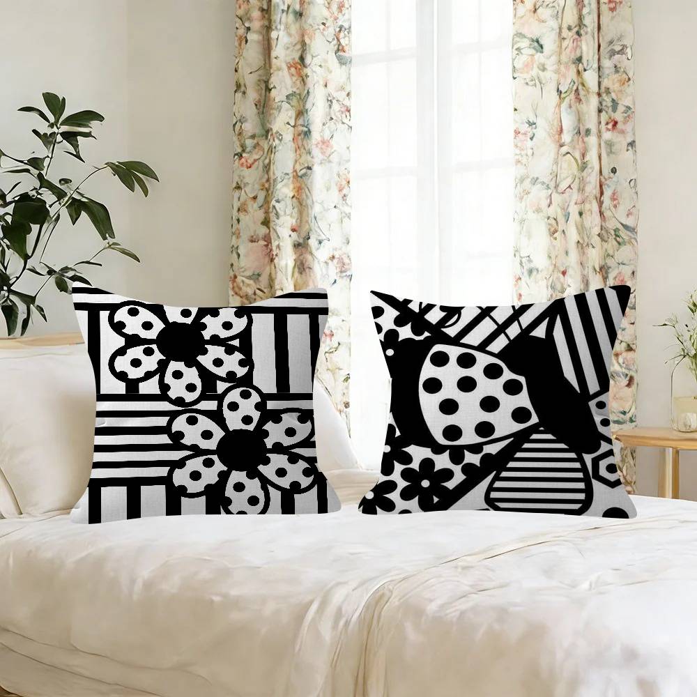 Zwarte abstracte lijn kussen A - Home Lines Textiles recensie en prijs
