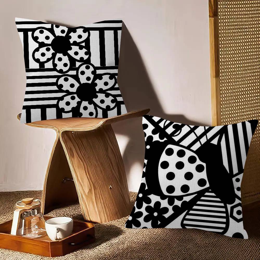 Zwarte abstracte lijn kussen A - Home Lines Textiles recensie en prijs